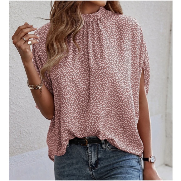 Boho Leopard Print Batwing Sleeve Blouse - Picture 2 of 7